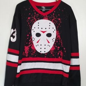 Friday The 13th Jason Voorhees Hockey Mask Graphic Long Sleeve Jersey